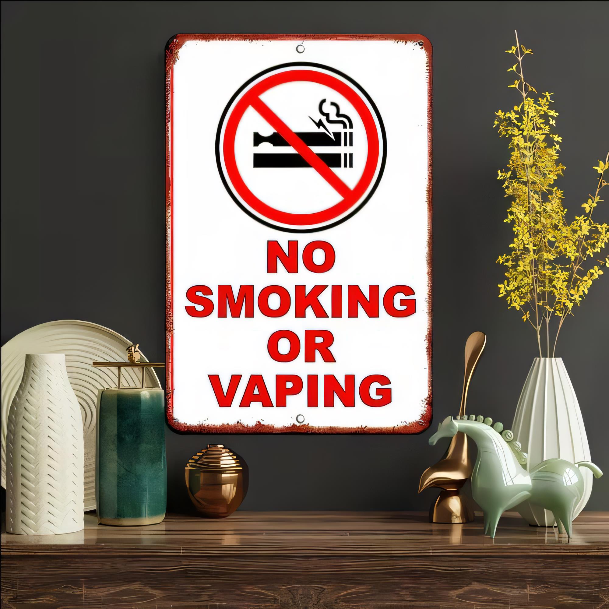Tin Sign No Smoking Or Vaping  - đánh giá và giá Vaping Area
